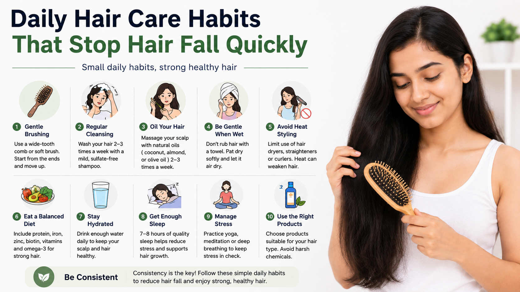Daily Hair Care Habits That Stop Hair Fall Quickly